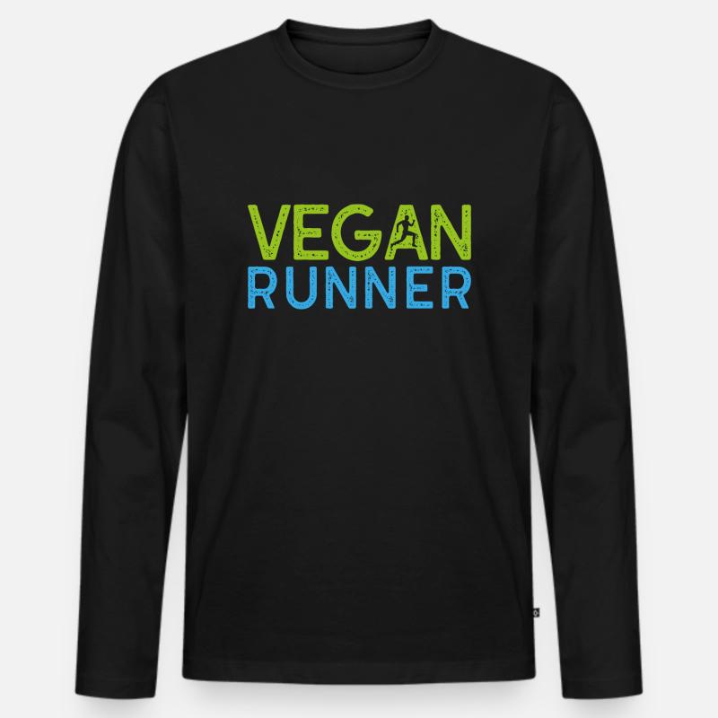 Vegan runner Geschenk Pflanzen Spruch - Männer Premium Bio Langarmshirt - Schwarz