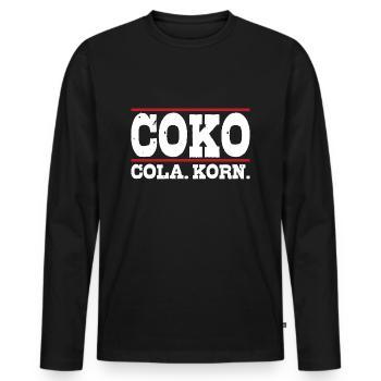 Dorfkinder Cola Korn Lustiger Spruch Geschenk COKO - Männer Premium Bio Langarmshirt - Schwarz - Vorne - Nico (187cm)