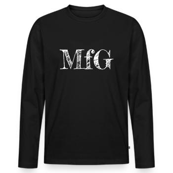 Mit freundlichen Grüßen - Männer Premium Bio Langarmshirt - Schwarz - Vorne - Nico (187cm)