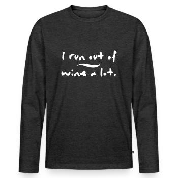 drôle je manque de vin, beaucoup - T-shirt manches longues Premium bio Homme - anthracite chiné - Devant - Nico (187cm)