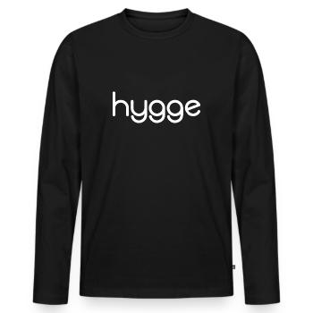Hygge - Danish tradition - Attitude to life - Nice - Men's Premium Organic Long Sleeve Shirt - black - Front - Nico (187cm)