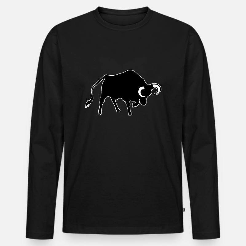 Stier - Männer Premium Bio Langarmshirt - Schwarz