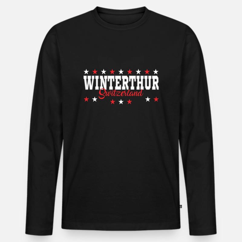 Winterthur - Männer Premium Bio Langarmshirt - Schwarz