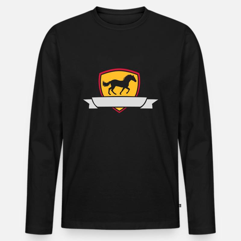 Text einfügen Pferd Banner - Männer Premium Bio Langarmshirt - Schwarz