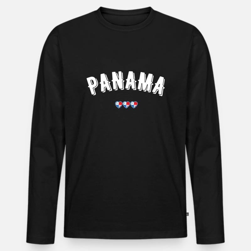 Panama - Männer Premium Bio Langarmshirt - Schwarz