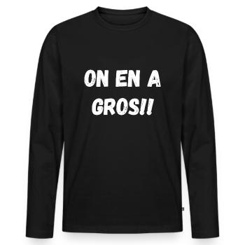 on en a gros - T-shirt manches longues Premium bio Homme - noir - Devant - Nico (187cm)