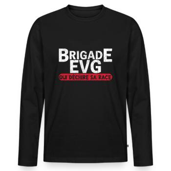 Brigade EVG - cadeau homme EVG humour drôle - T-shirt manches longues Premium bio Homme - noir - Devant - Nico (187cm)