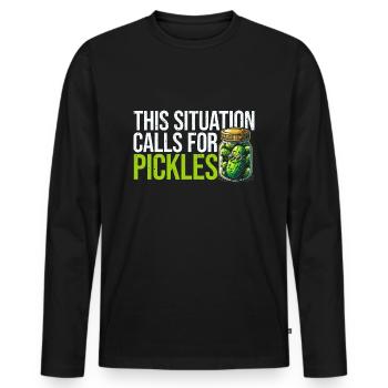 This Situation Calls For Pickles - Gurken Geschenk - Männer Premium Bio Langarmshirt - Schwarz - Vorne - Nico (187cm)