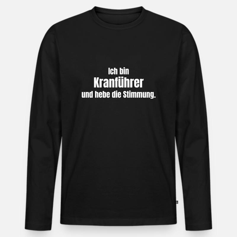 Kranführer - Männer Premium Bio Langarmshirt - Schwarz