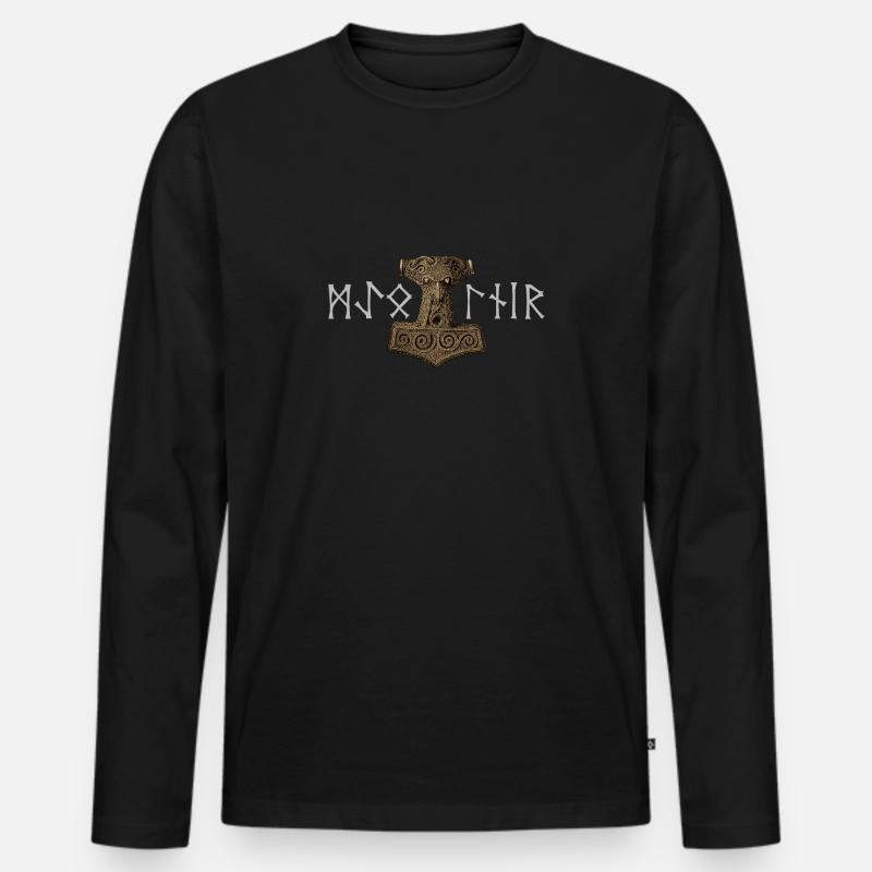 Mjölnir Älterer Futhark - Männer Premium Bio Langarmshirt - Schwarz