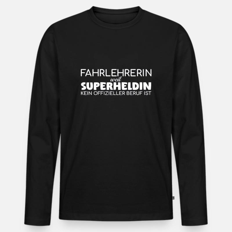 Fahrlehrerin Superheldin Fahrschule - Männer Premium Bio Langarmshirt - Schwarz