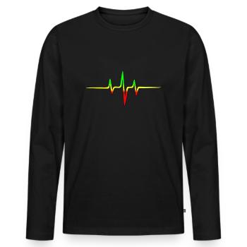 Reggae, music, notes, pulse, frequency, Rastafari - Men's Premium Organic Long Sleeve Shirt - black - Front - Nico (187cm)