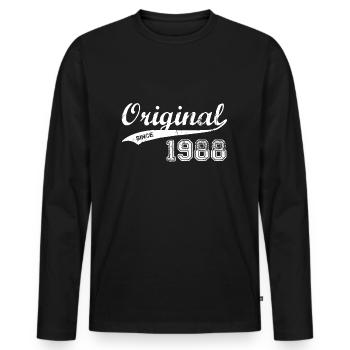 1988 - Männer Premium Bio Langarmshirt - Schwarz - Vorne - Nico (187cm)