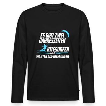 Kitesurfen Jahreszeiten - Männer Premium Bio Langarmshirt - Schwarz - Vorne - Nico (187cm)