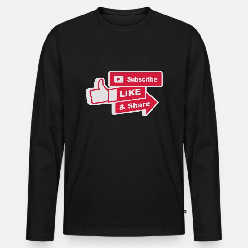Subscribe, like and share - Männer Premium Bio Langarmshirt - Schwarz