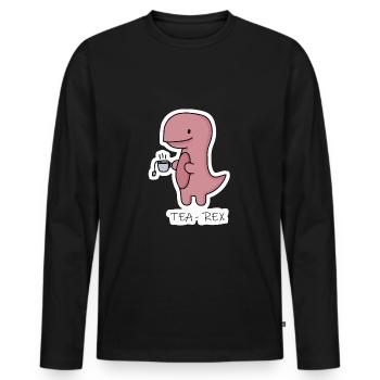 Tea-Rex (T-Rex) - Männer Premium Bio Langarmshirt - Schwarz - Vorne - Nico (187cm)