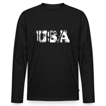 USA - Männer Premium Bio Langarmshirt - Schwarz - Vorne - Nico (187cm)