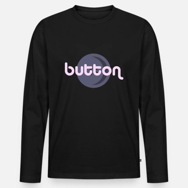 Button - Männer Premium Bio Langarmshirt - Schwarz