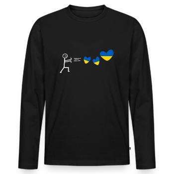 ukraine love kiew krim flagge herz valentin ukrain - Männer Premium Bio Langarmshirt - Schwarz - Vorne - Nico (187cm)