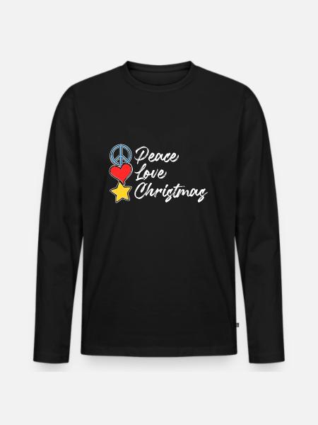 peace love christmas - Men's Premium Organic Long Sleeve Shirt - black