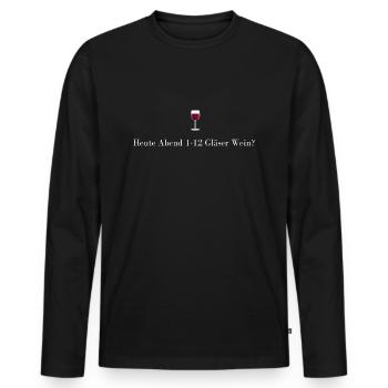 Ce soir, 1 à 12 verres de vin? - T-shirt manches longues Premium bio Homme - noir - Devant - Nico (187cm)