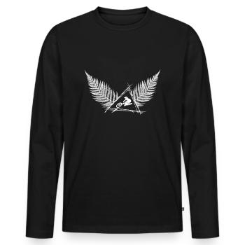 MTB lifestyle - Downhil whip - Men's Premium Organic Long Sleeve Shirt - black - Front - Nico (187cm)
