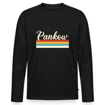 Pankow - Berlin - Retro - Vintage - Balken - Männer Premium Bio Langarmshirt - Schwarz - Vorne - Nico (187cm)