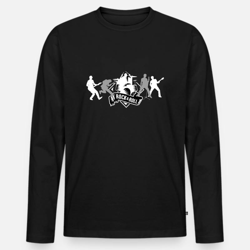 rock n roll schwarz - Männer Premium Bio Langarmshirt - Schwarz