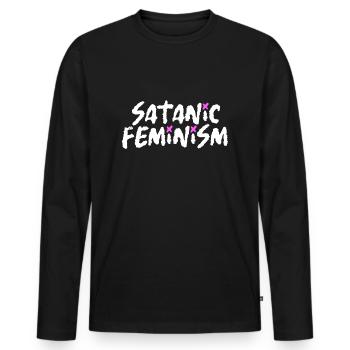 Féminisme satanique - T-shirt manches longues Premium bio Homme - noir - Devant - Nico (187cm)