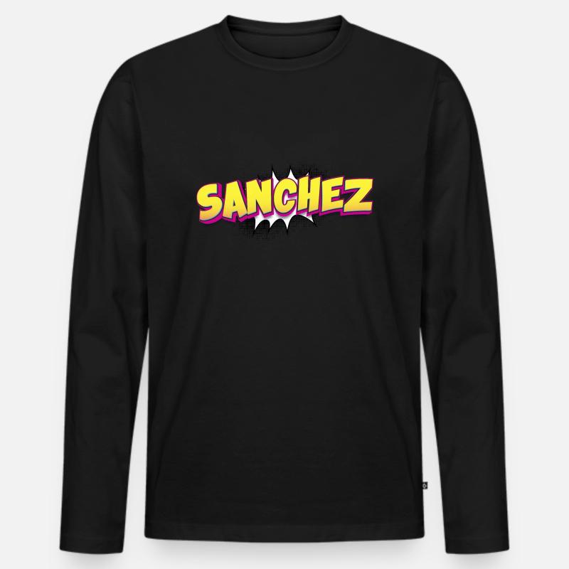 Sanchez Benutzerdefinierter Name Comic-Buch-Stil Pop-Art, - Männer Premium Bio Langarmshirt - Schwarz