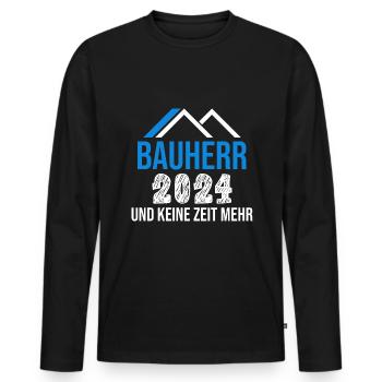 Bauherr 2024 Hausbau Neubau Baustelle Richtfest - Männer Premium Bio Langarmshirt - Schwarz - Vorne - Nico (187cm)