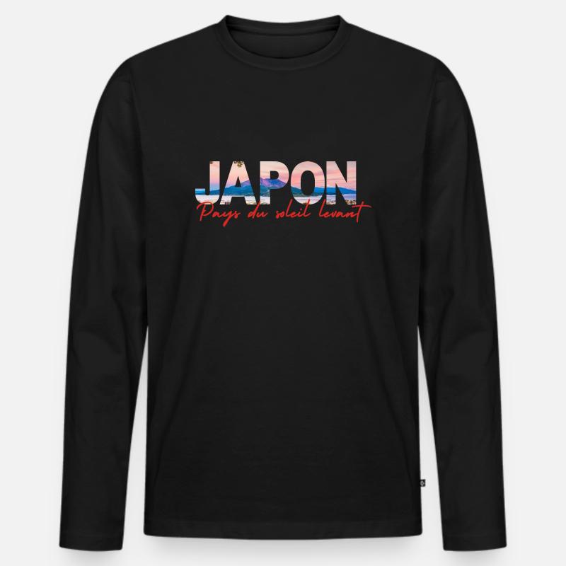 Japanisch - Männer Premium Bio Langarmshirt - Schwarz