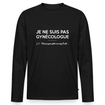 Je ne suis Pas Gynecologue - T-shirt manches longues Premium bio Homme - noir - Devant - Nico (187cm)