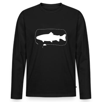 Trout with wobbler - Men's Premium Organic Long Sleeve Shirt - black - Front - Nico (187cm)