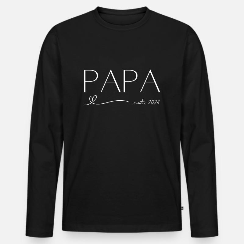 Papa est 2024 - Männer Premium Bio Langarmshirt - Schwarz