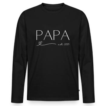 Papa est 2025 - Männer Premium Bio Langarmshirt - Schwarz - Vorne - Nico (187cm)