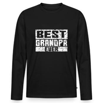 Meilleur papy jamais - T-shirt manches longues Premium bio Homme - noir - Devant - Nico (187cm)