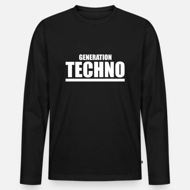 Generation Techno - Männer Premium Bio Langarmshirt - Schwarz