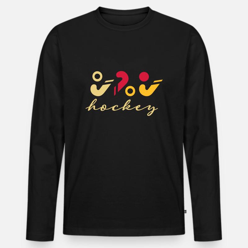Hockey Logo - Männer Premium Bio Langarmshirt - Schwarz