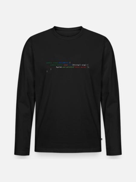 Java Hello World - Men's Premium Organic Long Sleeve Shirt - black