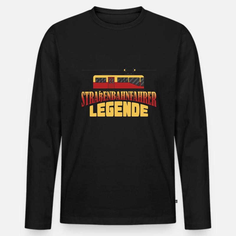 Straßenbahnfahrer Legende - Männer Premium Bio Langarmshirt - Schwarz