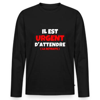 retraite, retraité, retraitée - T-shirt manches longues Premium bio Homme - noir - Devant - Nico (187cm)