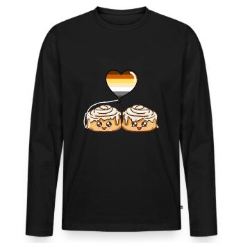 Cinnamon Roll Couple Gay Bear Pride - Men's Premium Organic Long Sleeve Shirt - black - Front - Nico (187cm)