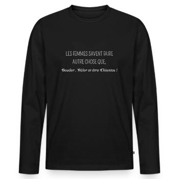 les femmes savent faire autre chose que bouder - T-shirt manches longues Premium bio Homme - noir - Devant - Nico (187cm)