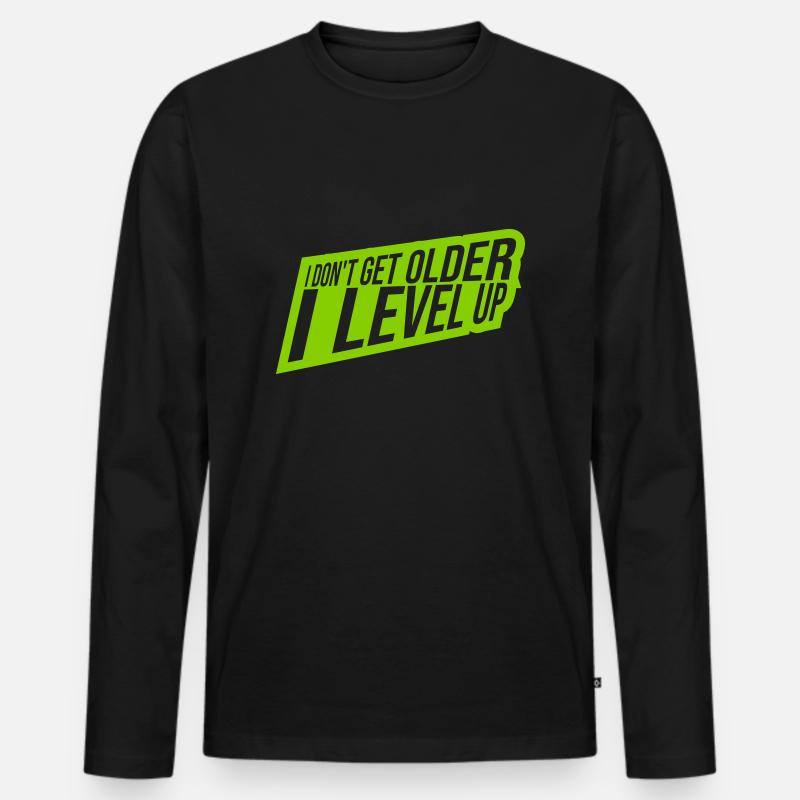get older level up - Männer Premium Bio Langarmshirt - Schwarz