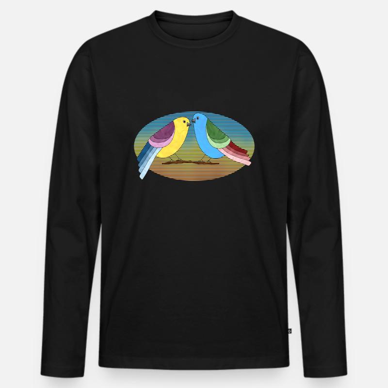 Vögel - Männer Premium Bio Langarmshirt - Schwarz