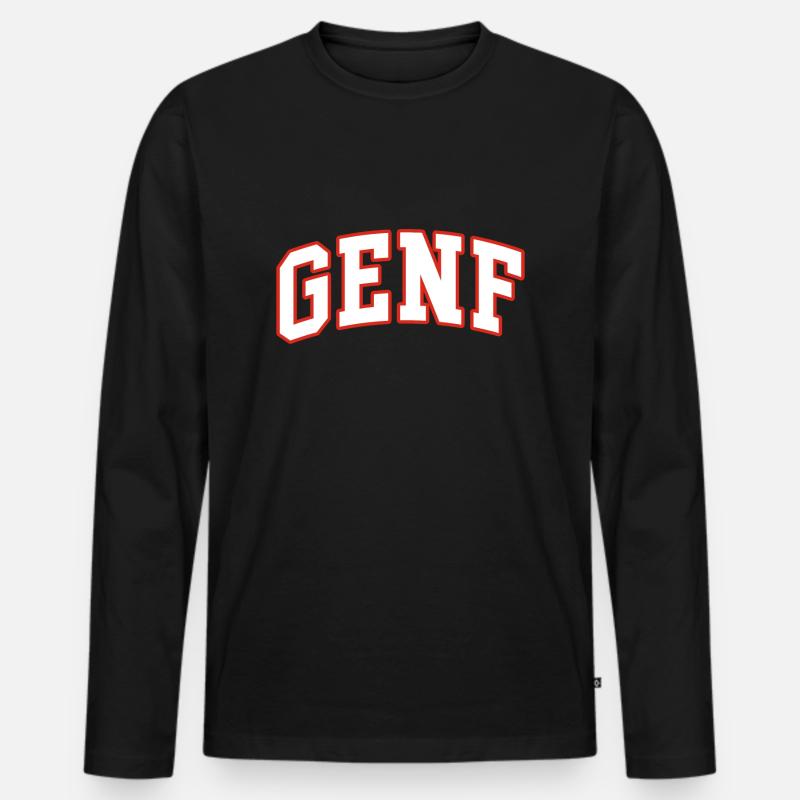 Genf - Männer Premium Bio Langarmshirt - Schwarz