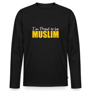 I´m Proud to be Muslim - Moslem - Muslime - Männer Premium Bio Langarmshirt - Schwarz - Vorne - Nico (187cm)