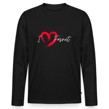 I Love Fasnet - Männer Premium Bio Langarmshirt - Schwarz - Vorne - Nico (187cm)