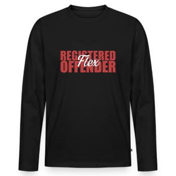 Funny Registered Flex Offender Bodybuilding - Men's Premium Organic Long Sleeve Shirt - black - Front - Nico (187cm)